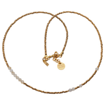 Naszyjnik urodzeniowy listopad - cytryn, hematyt i srebro złocone