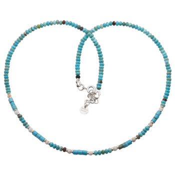 Naszyjnik - Turkus fasetowane oponki, Howlit i srebro