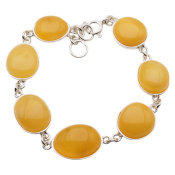 Bransoletka z mlecznym bursztynem w srebrze