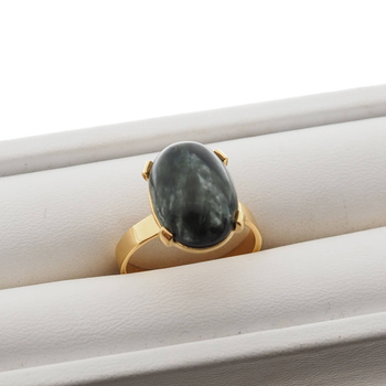 Pierścionek regulowany z owalnym Serafinitem w srebrze złoconym