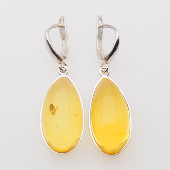 Kolczyki - transparentny Bursztyn i srebro