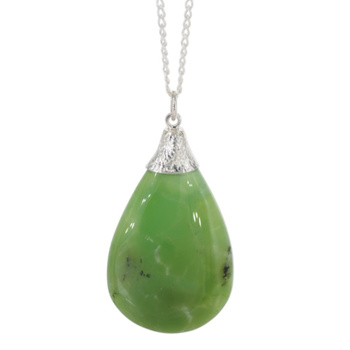 Naszyjnik srebrny z Chryzoprazem w kształcie łzy