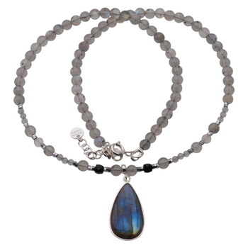 Naszyjnik z zawieszką - Labradoryt i srebro