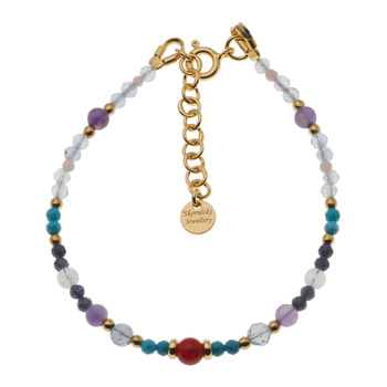 Bransoletka znak zodiaku ryby - mix kamieni i srebro złocone