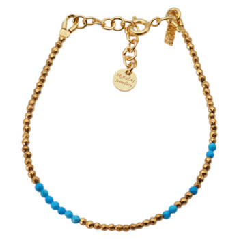 Bransoletka urodzeniowa grudzień - turkus, złoty hematyt i srebro złocone