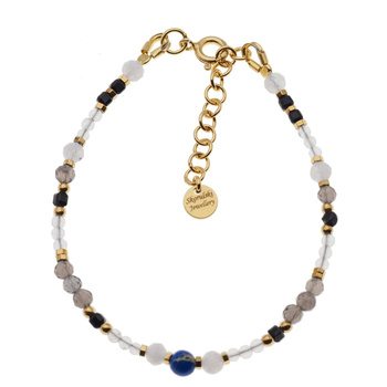 Bransoletka znak zodiaku Koziorożec - mix kamieni i srebro złocone