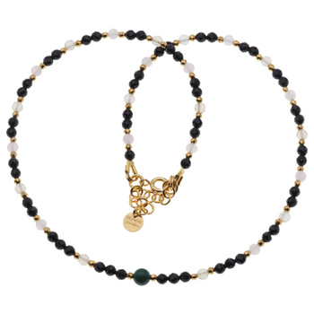 Naszyjnik mix - Turmalin, cytryn, kwarc różowy i srebro złocone