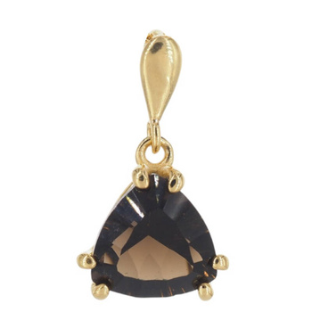 Zawieszka - Kwarc dymny trójkąt (szlif diamentowy) w srebrze złoconym