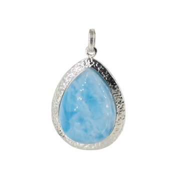 Zawieszka - larimar łza w srebrze młotkowanym
