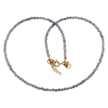 Naszyjnik - Iolit fasetowane kulki i srebro złocone