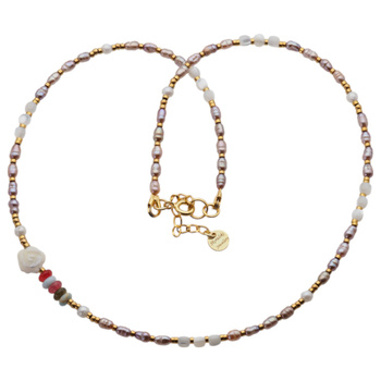 Naszyjnik - Perły, Hematyt złoty i srebro złocone