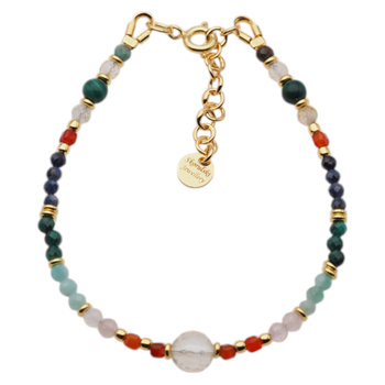 Bransoletka znak zodiaku byk - mix kamieni i srebro złocone