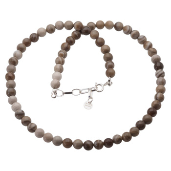 Naszyjnik - Krzemień Pasiasty kulki 7 mm i srebrne zapięcie