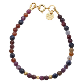 Bransoletka - Szafir i Rubin fasetowane kulki