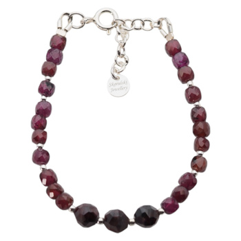 Bransoletka - Granat, Hematyt i srebro