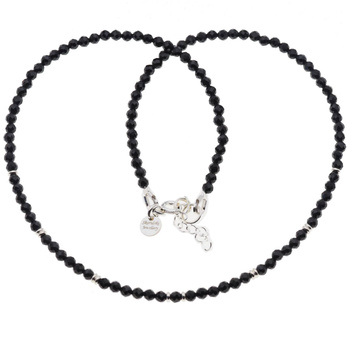 Naszyjnik regulowany - Turmalin czarny fasetowane kulki i srebro