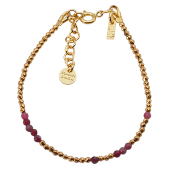 Bransoletka urodzeniowa październik - turmalin, hematyt i srebro złocone