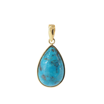 Zawieszka - Turkus łza 21,5x14mm w srebrze złoconym