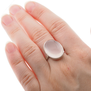 Pierścionek regulowany z owalnym Kwarcem Różowym w srebrze rodowanym