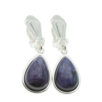 Klipsy - Czaroit łza 15x10mm w srebrze