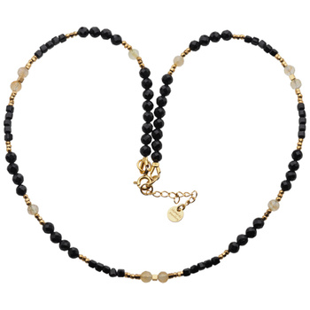 Naszyjnik - Turmalin, cytryn, hematyt złoty i srebro złocone