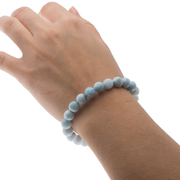 Bransoletka 18,5-19cm na gumce - larimar kulki 8mm