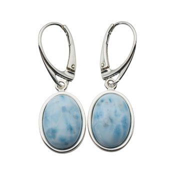 Kolczyki - Larimar owal i srebro