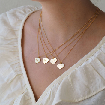 Naszyjnik serce z napisem -  srebro złocone