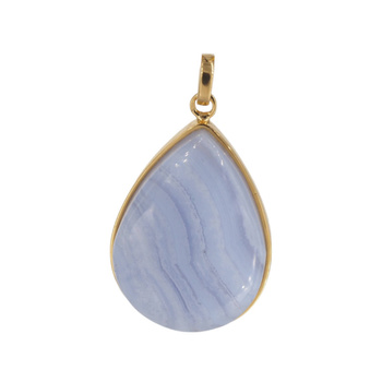 Zawieszka - Chalcedon łza w srebrze złoconym