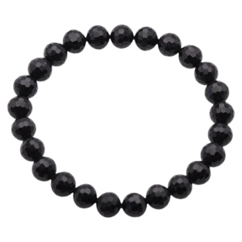 Bransoletka - Turmalin czarny fasetowane kulki 8mm