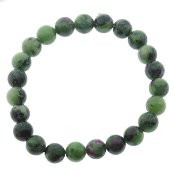 Bransoletka 19cm na gumce - Zoizyt z Rubinem kulki 8,5mm