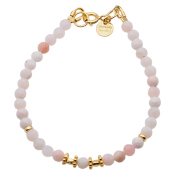 Bransoletka z Opalem Różowym i srebrem złoconym