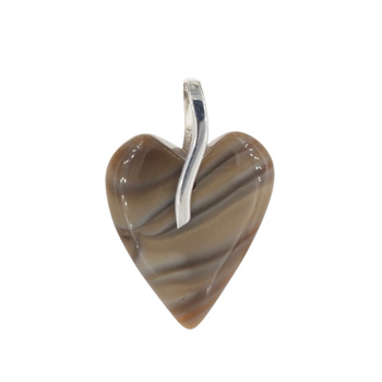 Zawieszka serce - Krzemień Pasiasty i srebro