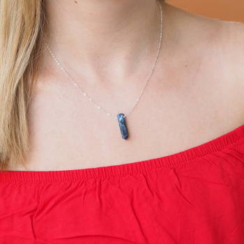 Naszyjnik - Sodalit mały sopel na łańcuszku srebrnym