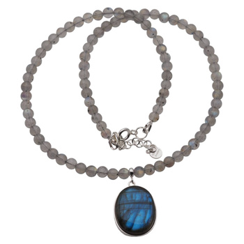 Naszyjnik z zawieszką - Labradoryt i srebro