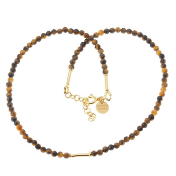 Naszyjnik - Tygrysie Oko fasetowane kulki i srebro złocone