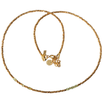 Naszyjnik urodzeniowy sierpień - Perydot, złoty hematyt i srebro złocone