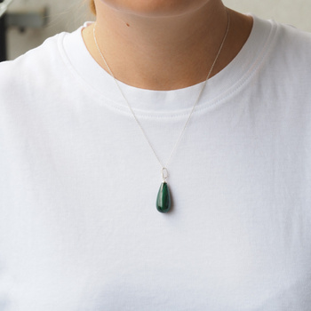 Zawieszka - malachit kropla w srebrze