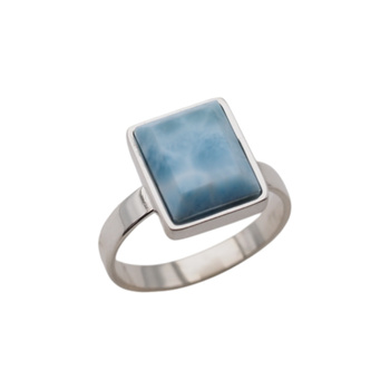 Pierścionek - prostokątny Larimar w srebrze