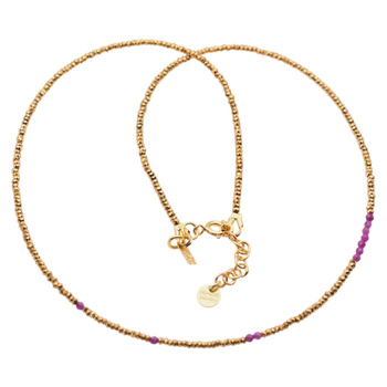 Naszyjnik urodzeniowy lipiec - rubin ,złoty hematyt i srebro złocone