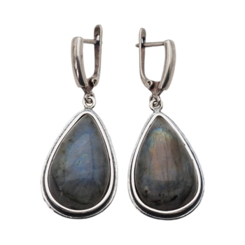 Kolczyki z Labradorytem w srebrze oksydowanym