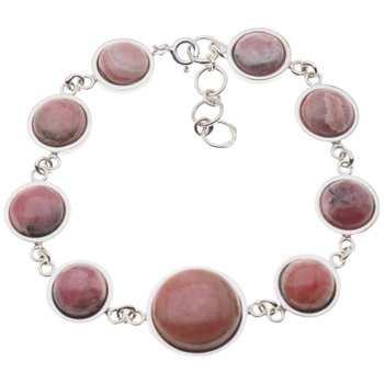 Bransoletka regulowana z okrągłym rodochrozytem w srebrze