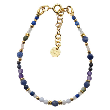 Bransoletka znak zodiaku strzelec - mix kamieni i srebro złocone