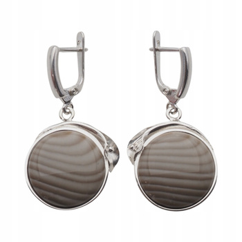 Srebrne kolczyki z Krzemieniem Pasiastym – artystyczna oprawa, srebro 925