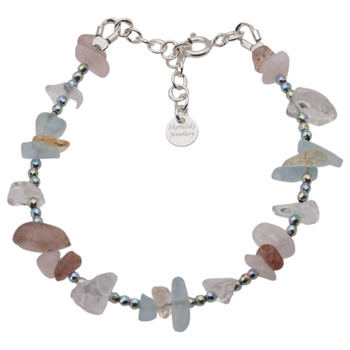 Bransoletka - Kwarc, Cytryn, Hematyt kulki i srebro