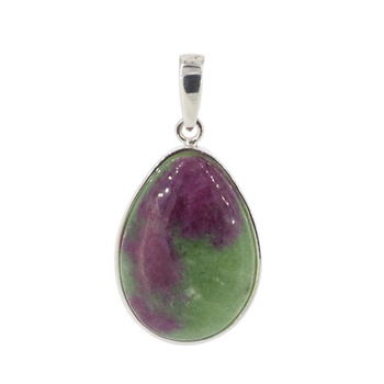 Zawieszka - Zoisyt z Rubinem łza w srebrze