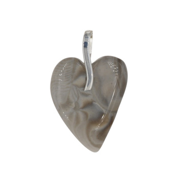Zawieszka serce - Krzemień Pasiasty i srebro