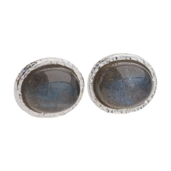Kolczyki sztyfty - owalny Labradoryt w srebrze młotkowanym