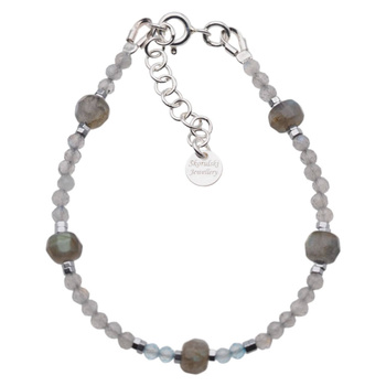 Bransoletka - Labradoryt , Topaz, Hematyt i srebro