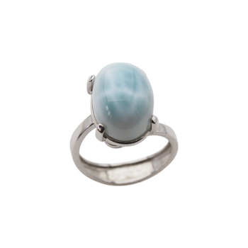 Pierścionek regulowany - owalny Larimar w srebrze rodowanym